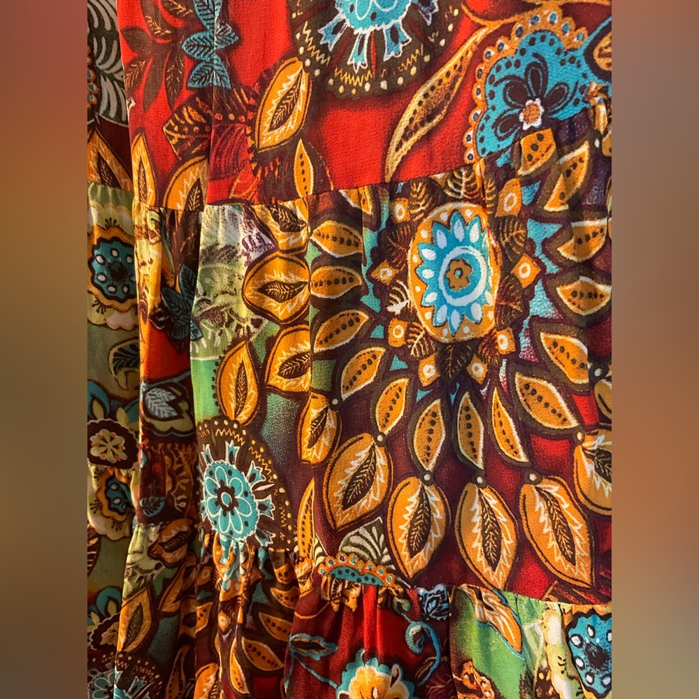 Vintage boho gypsy tiered floral flowy skirt - Picture 5 of 9